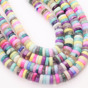 Hermosas cuentas Heishi lisas en forma de neumático con tono arcoíris, cuentas de piedras múltiples en forma de rueda de calidad AAA de 7-9 mm, joyería. - Product Image 2