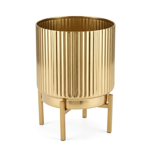 Durable <b>Lightweight</b> Modern Stylish <b>Iron</b> Flower Planter with Gold Plating for Indoor Outdoor Garden Office Home Decor - Product Image 1