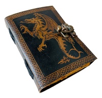 Carnet en cuir vintage Dragon de Feu pour femmes, grand format, carnet de croquis aux pages texturées, papier recyclé fait main, planificateur au fusain, cadeau