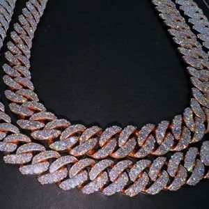 Rose gold plated moissanite Brilliant cut tennis <b>necklace</b> Hip hop unisex jewelry Customized iced <b>necklace</b> - Product Image 5