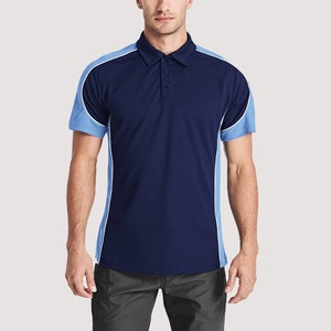 Camisa de Manga Corta para Hombre, Color Azul Marino y Azul Claro, Bloques de Color, Tela No Tejida de Poliéster/Algodón, Secado Rápido, Corte Regular Informal - Product Image 2