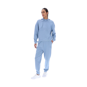 <b>Women</b> Light <b>Blue</b> Hooded Sweatshirt Solid Color Cotton <b>Fleece</b> Casual Autumn Style Regular Length Full Sleeve - Product Image 3