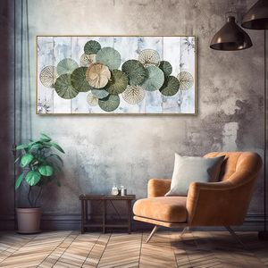 Décoration murale bohème en métal doré, peinture sur toile simple, motif portrait pour chambre à coucher, salon, salle à manger, bureau à domicile - Product Image 3