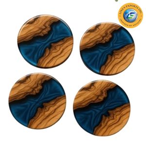 Linea expoRes inc Natural Wood Walnut Coasters Eco-Friendly Country Style <b>Epoxy</b> <b>Resin</b> Natural Wood for Stylish Functional <b>Table</b> - Product Image 5