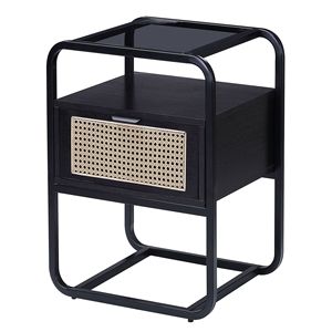 <b>Black</b> Accent <b>Console</b> Table with Glass Top - Product Image 2