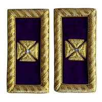 Épaulettes de Frock Coat pour Officiers Anciens Grands Commandants des Chevaliers Templiers, Or et Violet, avec Croix de Malte Brodée