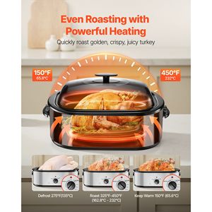 Horno Eléctrico de Asar de 22QT, 150-450°F, Temperatura Ajustable, Horno Multifuncional de Sobremesa con Tapa Autogeneradora de Vapor, 150-450°F, Horno con Temperatura Ajustable - Product Image 2