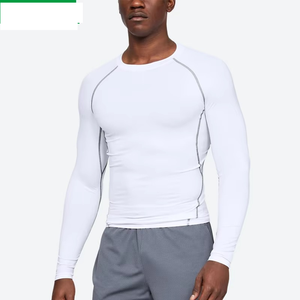 T-shirt de compression à manches longues pour homme, couche de base personnalisée en tissu velours côtelé, respirant, écologique, haute qualité, pour la course, la gym et le sport - Product Image 5