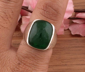 แหวนเงินแท้ 925 ประดับหยกเขียวธรรมชาติ ดีไซน์เรียบง่าย สำหรับผู้หญิงและผู้ชาย สไตล์มินิมอล เหมาะสำหรับเป็นแหวนแต่งงาน - Product Image 4