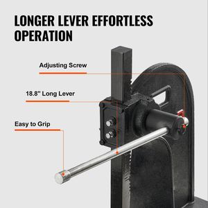 Pressa Manuale da Banco da 3 Tonnellate, in Ghisa, Altezza Massima 31 cm, Utensile di Precisione per Punzonatura Pelle, Uso Intensivo - Product Image 4