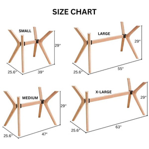 Pieds de table en bois de hêtre massif, base rectangulaire pour grandes tables à manger en bois - Product Image 3
