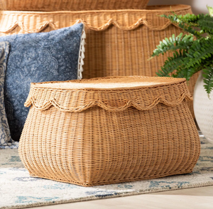 Panier de rangement en rotin naturel fait main avec couvercle, grand panier organisateur, décoration d'intérieur - Product Image 3