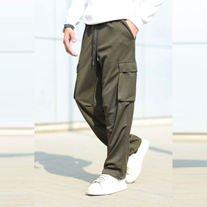 <b>Men's</b> Olive <b>Green</b> <b>Cargo</b> <b>Pants</b> Elastic Waist Drawstring Multiple Pockets Casual Joggers Autumn Wear Midweight Polyester Trousers - Product Image 6