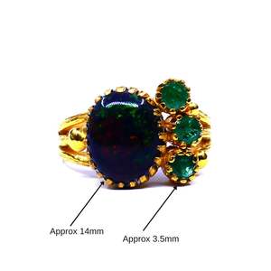 Fashionable 925 Sterling <b>Silver</b> Gold Plated Jewelry Black <b>Opal</b> Gemstone Women Wear Classic Unique <b>Ring</b> - Product Image 1