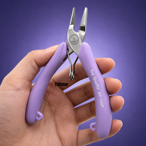 Ensemble d'outils professionnels pour la fabrication de bijoux, 5 pièces, kit de pinces de précision avec poignées confort violettes, support en bois pour bijoux - Product Image 5