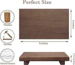 Solid Wood Pedestal Display Riser Tray <b>Rustic</b> Farmhouse Countertop Stand for <b>Bathroom</b> Kitchen Coffee Bar <b>Vanity</b> Decor - Product Image 3