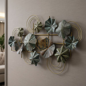 Décoration de luxe, décoration de Maison, panneau de feuilles encadrées en fer, décoration murale en métal, décoration de Maison - Product Image 1