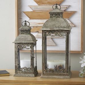 Farol de Metal Blanco con Asa y Paneles de Vidrio para Decoración del Hogar - Product Image 3
