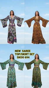 Nuevo conjunto de falda y Top sari a la moda para mujer, traje de diseñador étnico indio, ropa de boda y fiesta elegante y de moda - Product Image 6