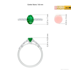 Luxury 14K 18K Solid Gold Oval Cut Green Emerald Gemstone With Pave Accent Diamond Ring Fine Jewelry Women's Wedding Band Rings - Product Image 3