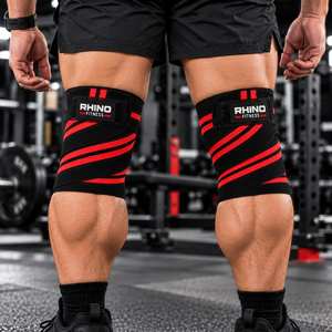 RHINO FITNESS Orthopedic Knee Wraps Stabilizer Swelling Relief <b>Nylon</b> Breathable Leg Support with <b>Hook</b> Loop Strap Unisex - Product Image 4
