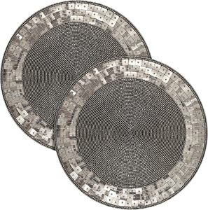 New Arrival Handmade Anti-Slip Glass <b>Beaded</b> Table Mat Dinner Table Glass Beads Charger Place Mats Home Wedding Party Decor - Product Image 2