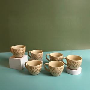 Tasses à thé en porcelaine fine Gardenia, durables, capacité 150 ml/200 ml, ensembles de thé et de café en céramique, lot de 6 avec soucoupes - Product Image 4