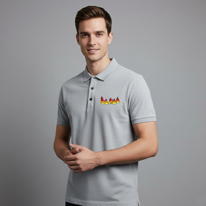Camiseta polo para hombre OEM/ODM 100% algodón, corte ajustado, logotipo impreso DTF personalizado, secado rápido, manga corta, 3 botones. - Product Image 1