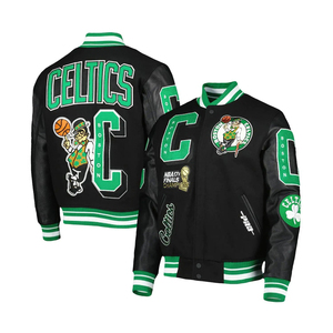 แจ็คเก็ตวาร์ซิตี้แบบกำหนดเองสำหรับผู้ชาย ปักโลโก้ แขนหนัง ผ้าขนสัตว์ แจ็คเก็ตเบสบอลแบบ Letterman ผู้ผลิตขายส่ง - Product Image 1