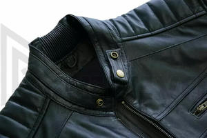 Chaqueta de Cuero Personalizada de Alta Calidad para Hombre, Abrigo Cálido de Invierno, Chaqueta Elegante con Cierre, Cuello Alto, Logotipo Frontal Personalizado, Proveedor al por Mayor - Product Image 6