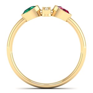 แหวนทองคำแท้ 14K REYES Luxury ประดับเพชรโมอิสซาไนต์ทรงรี 0.42 กะรัต พร้อมพลอยทับทิมและมรกต สำหรับผู้หญิง ได้รับการรับรองจาก GRA เครื่องประดับชั้นดี - Product Image 4
