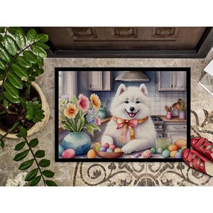 Nuevo Felpudo de pila baja antideslizante para Exteriores de 18H X 27W para Pascua con un diseño samoyedo decorativo lavable para entrada - Product Image 3