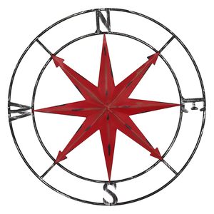 Brújula de Metal para Colgar en la Pared, Acabado Desgastado, Decoración Náutica Rústica - Product Image 6