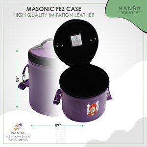 NANBA GROUP Leather Machine Embroidery Customizable Single Logo Gruto Fez Case Strap Lightweight Zipper Closure Masonic <b>Purple</b> - Product Image 6