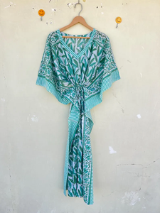 Bata Kimono de Algodón 100% con Estampado de Dibujos Animados para Mujer, Camisón de Verano Hecho a Mano, Cuello en V, Cintura Elástica, Largo Completo/Hasta la Rodilla, ODM, Temporada - Product Image 2