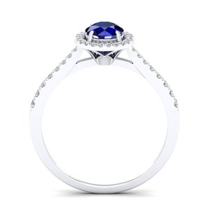 Bague REYES en argent sterling 925 de haute qualité, saphir bleu taille ronde 0,84 carat, certifiée GRA, bijoux fins en moissanite - Product Image 4