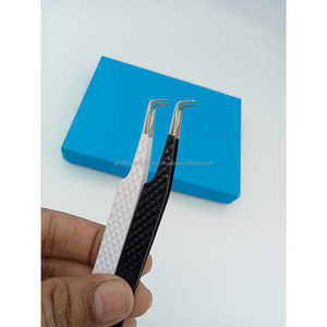 Eyelash Tweezers Curved Volume Lash Fan Tweezer Premium Stainless Steel <b>Professional</b> <b>Makeup</b> Equipment - Product Image 1