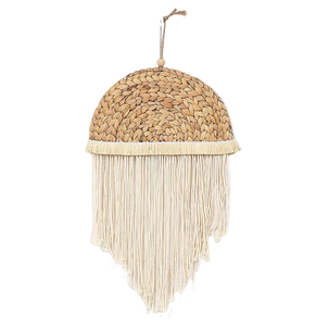 Superbe Décoration Murale Circulaire Verticale en Macramé Bleu Turquoise Profond avec Perles en Bois Délicates, Design Contemporain Lavable pour la Maison - Product Image 1