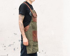 Delantal de Trabajo Impermeable de Lona Encerada Resistente con Cremallera, Ajustable con Tirantes Cruzados para Chef, Barbacoa, Barbero, Carpintero, Equipo de Taller LCA-0067 - Product Image 5