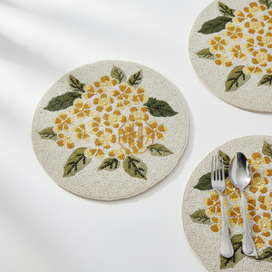 Manteles Individuales de Satén Bordados con Cuentas de Lujo, Hechos a Mano, para Decoración de Mesas de Hoteles y Restaurantes, Exportación - Product Image 4