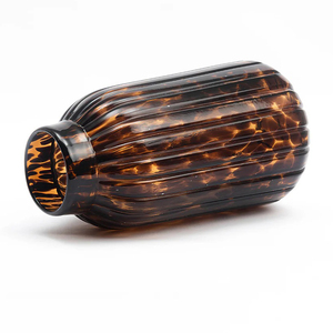 Stylish Tortoise <b>Ribbed</b> Glass Flower <b>Vase</b> for Elegant Table Centerpiece and Interior Decoration - Product Image 6