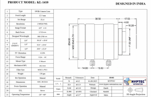Objectif d'imagerie SWIR 12,5 mm compatible avec les caméras 2MP 2/3 pouces, vision infrarouge claire pour l'inspection et l'automatisation - Product Image 5