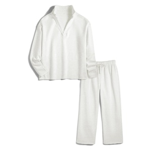 Conjunto Deportivo de Mujer Azul Marino con Media Cremallera, Manga Larga, Corte Holgado, Color Sólido, Ropa Casual de Otoño, Transpirable, Pantalones de Poliéster - Product Image 3
