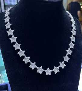 Collar de Cadena Cubana con Estrella de Plata 925 y Diamante Moissanita, Joyería Unisex Estilo Hip Hop, Ideal para Fiestas, Regalo con Encanto - Product Image 4