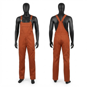 Pantalon de Travail à Bretelles en Polyester Sergé 240 GSM de Qualité Supérieure, Haute Visibilité, Certifié CE, Anti-Bactérien et Imperméable pour Tenues de Travail Orange - Product Image 1