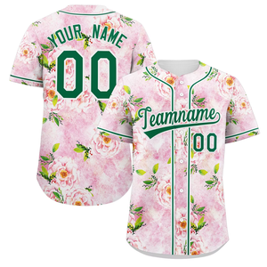 Custom Women's Floral Baseball Jersey Full Print Personalized Teamname 00 Button-Up Short Sleeve Polyester Sportswear - Product Image 3
