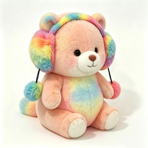 Oso de peluche arcoíris personalizado, oso de peluche en colores pastel, oso de peluche sentado, oso de peluche con efecto tie-dye, oso de peluche rosa - Product Image 2