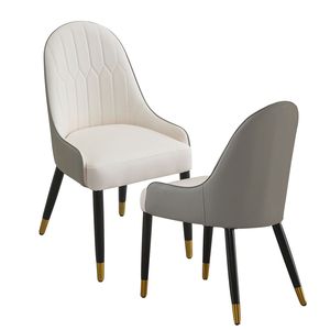 Set di 2 Sedie da Pranzo Moderne in Ecopelle Bianche e Grigie con Gambe in Metallo per Soggiorno, Sala da Pranzo o Sala Ricevimenti - Product Image 1