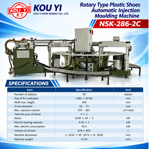 เครื่องฉีดพลาสติกแบบโรตารี่ 20 สถานี สำหรับผลิตรองเท้าสองสีอัตโนมัติ - Product Image 6