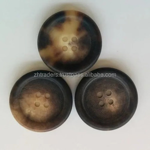 Botón Antiguo Hecho a Mano de Cuerno de Búfalo para Camisa, Color Miel, para Prendas, Bolsos, Redondo, Plano, Ojo de Pez, Carbonizado, Ecológico - Product Image 4
